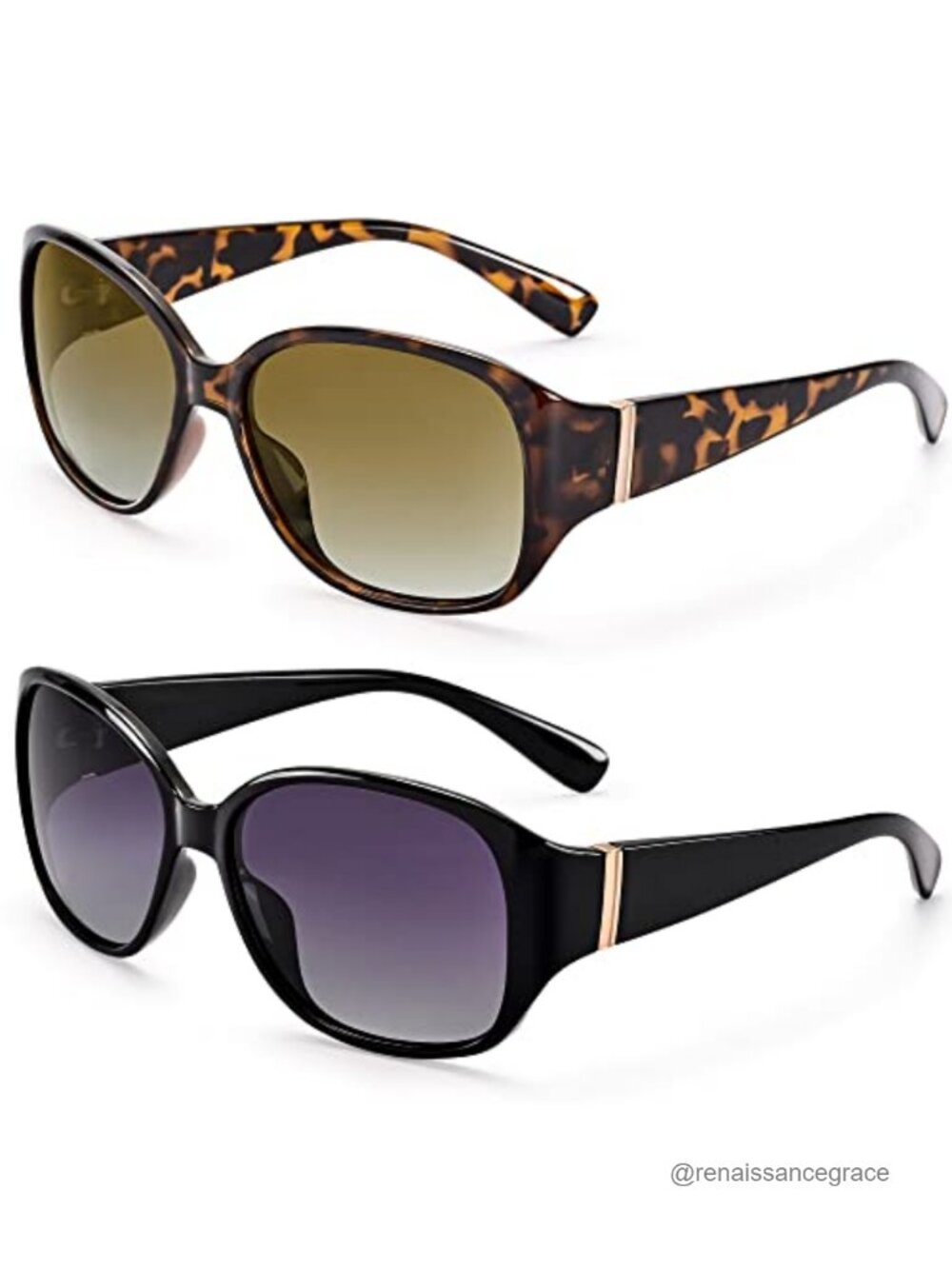 2 Pairs Polarized Sunglasses for Women Retro Vintage Oversized UV400 Driving